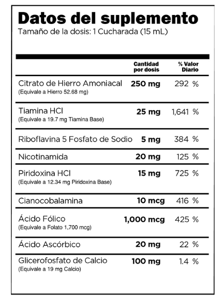 dato del suplemento Hematón 180 mL