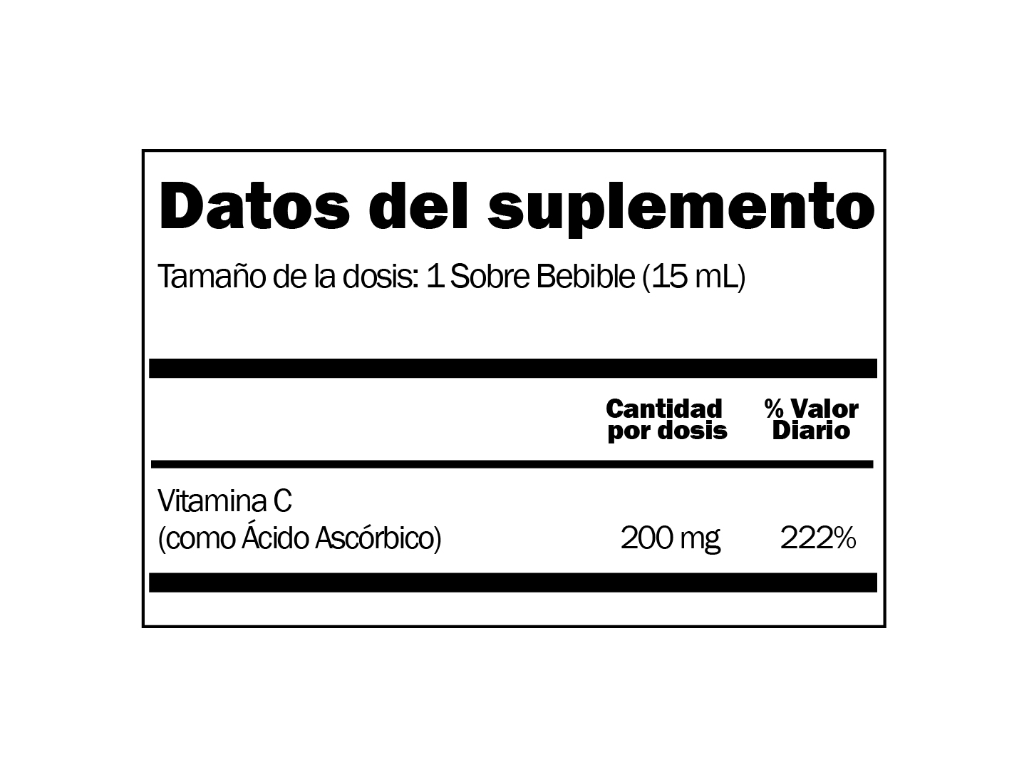 dato del suplemento C-Vit 10 Sobres