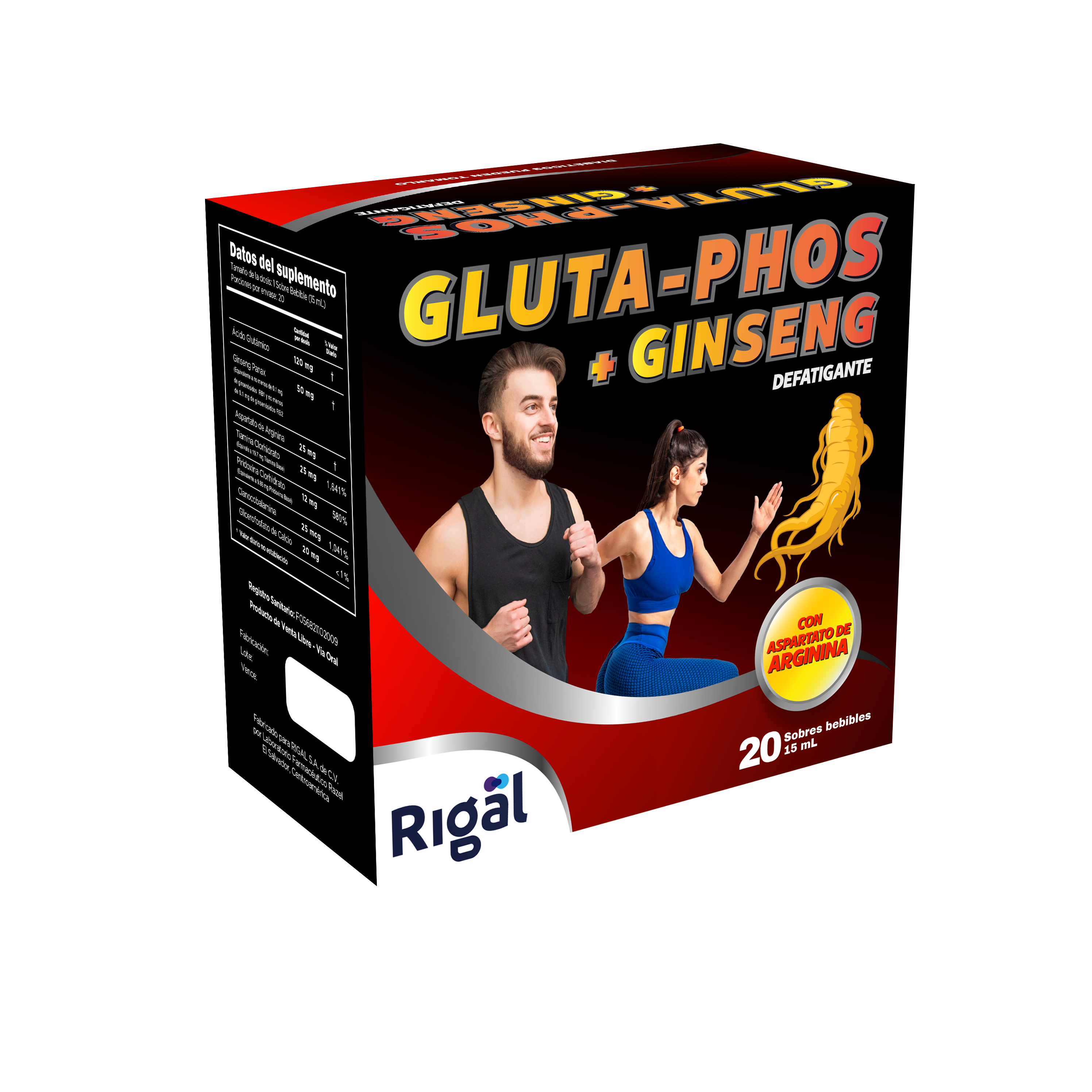Gluta Phos + Ginseng 20 Sobres