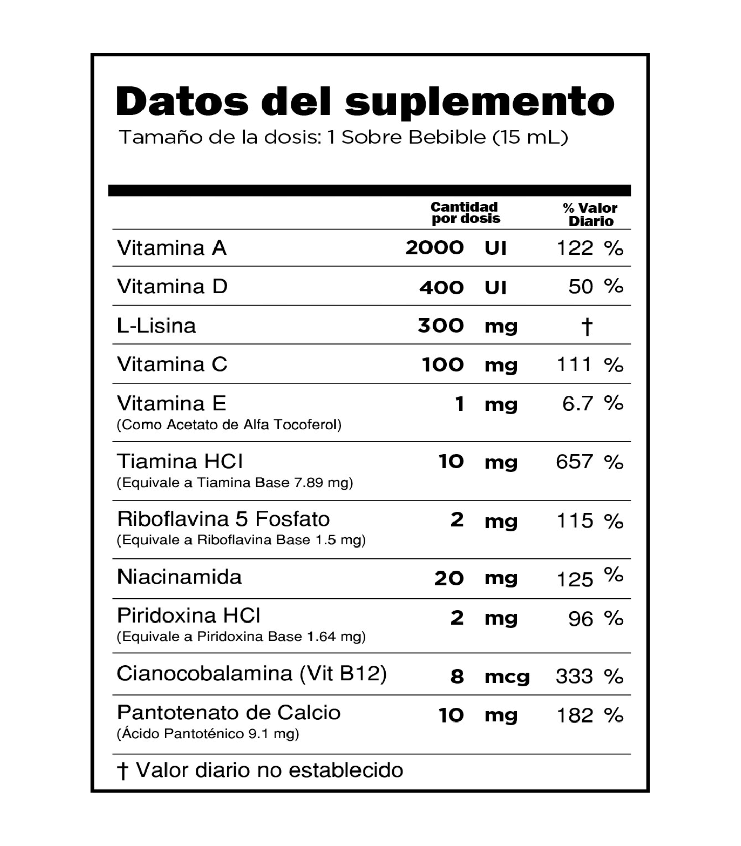 dato del suplemento Haima-Vit