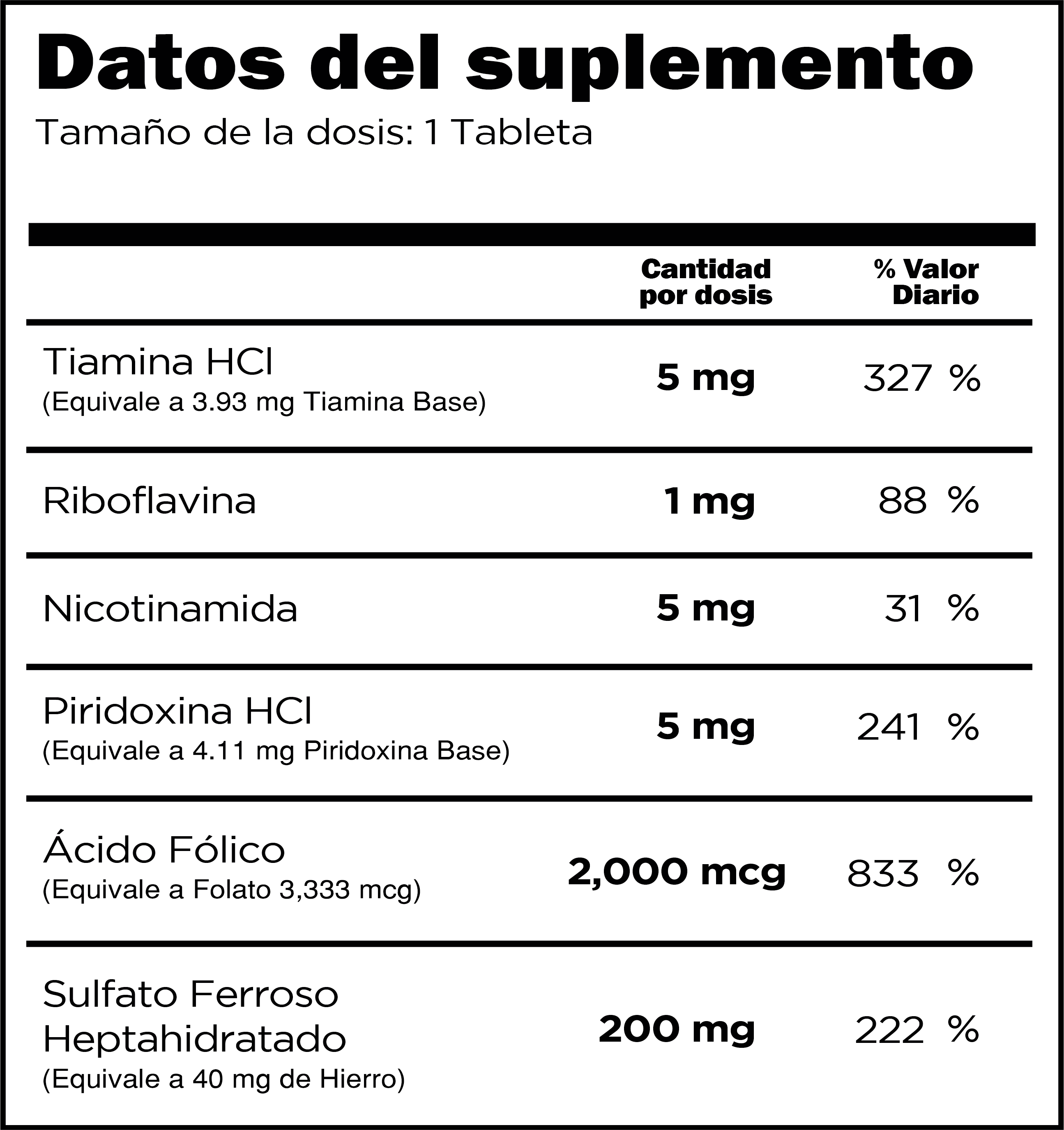 dato del suplemento Hematón Tabletas