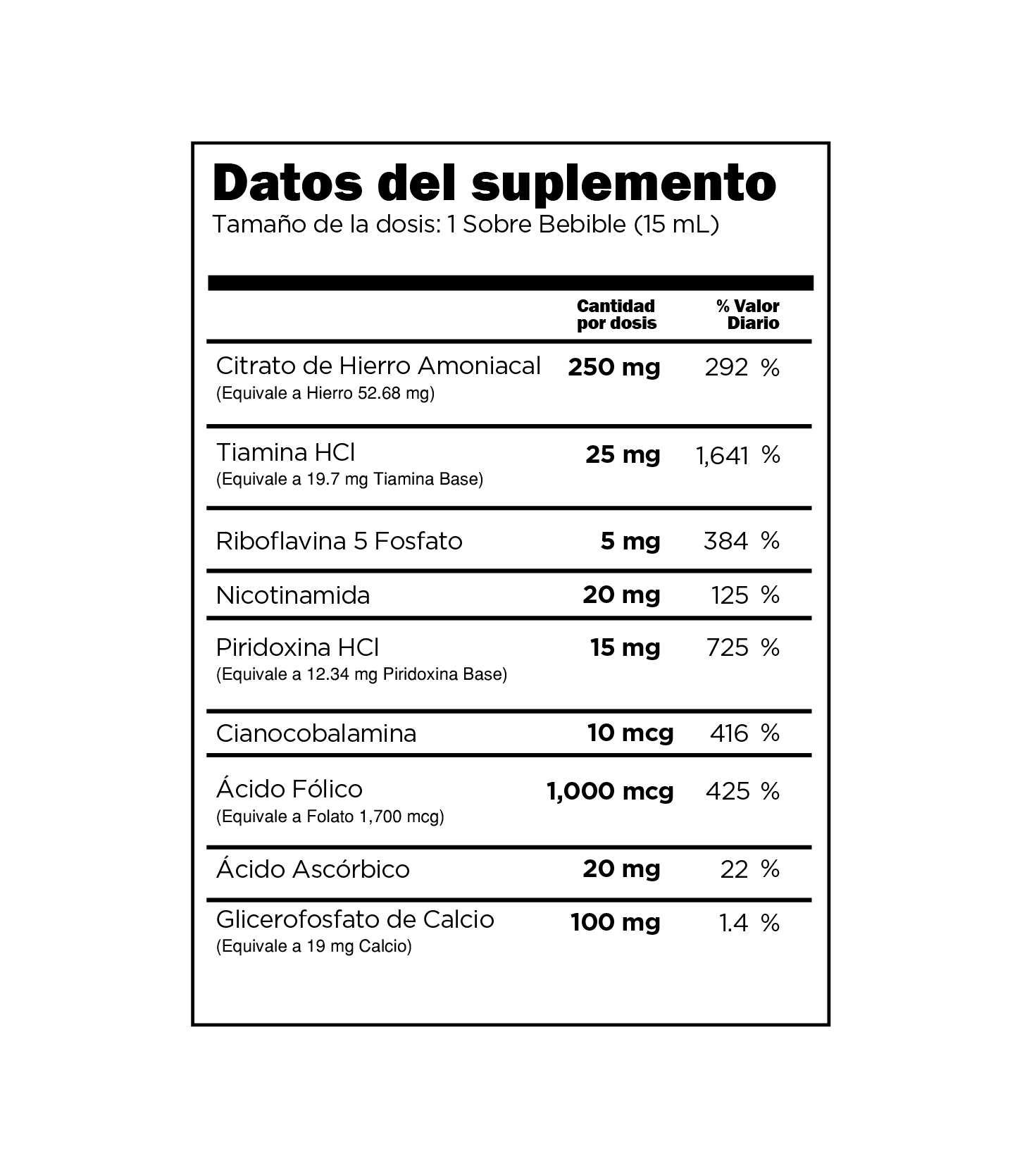 dato del suplemento Hematón 10 Sobres